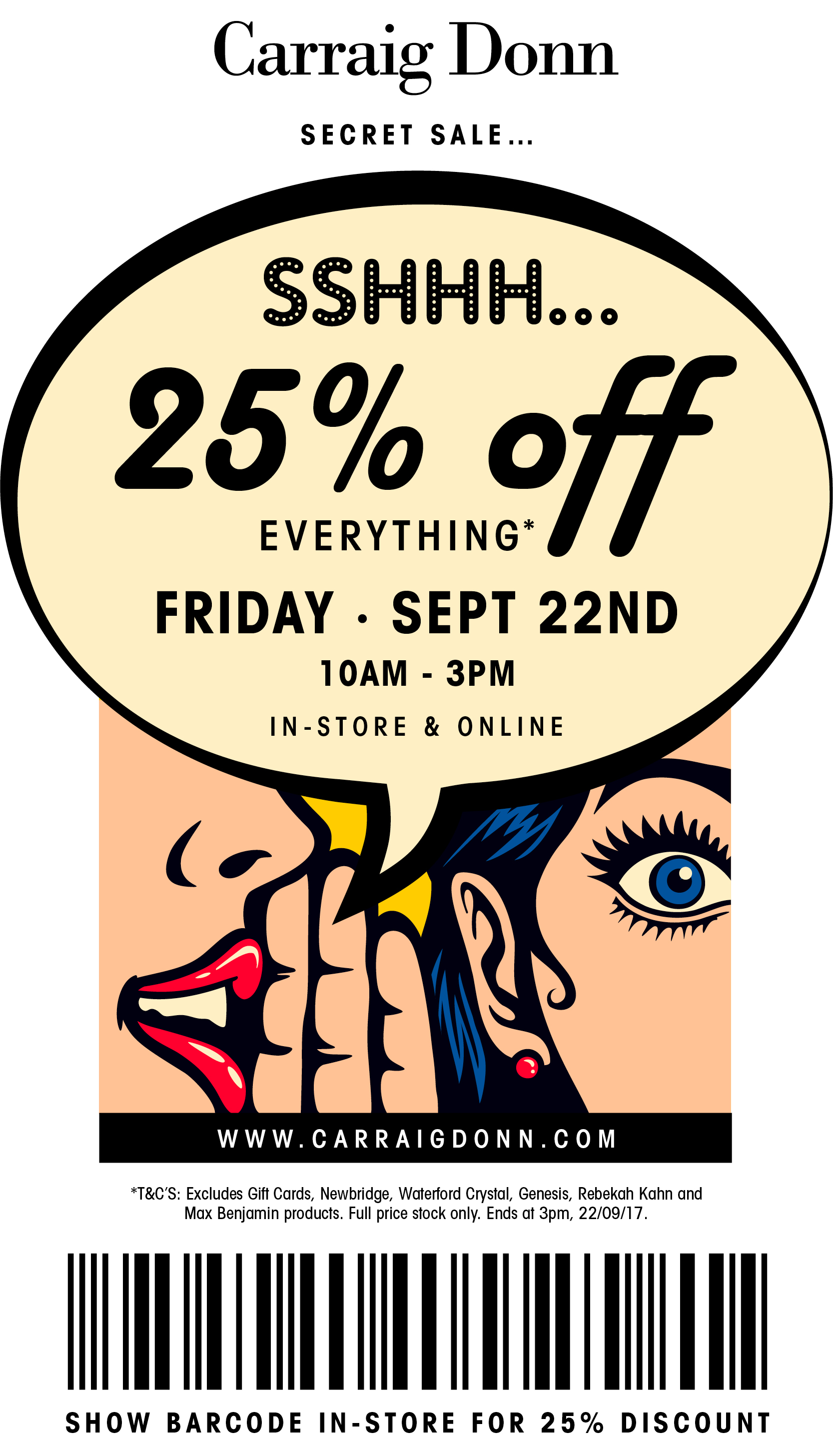 Ssshhhh 25% Off EVERYTHING at Carraig Donn!