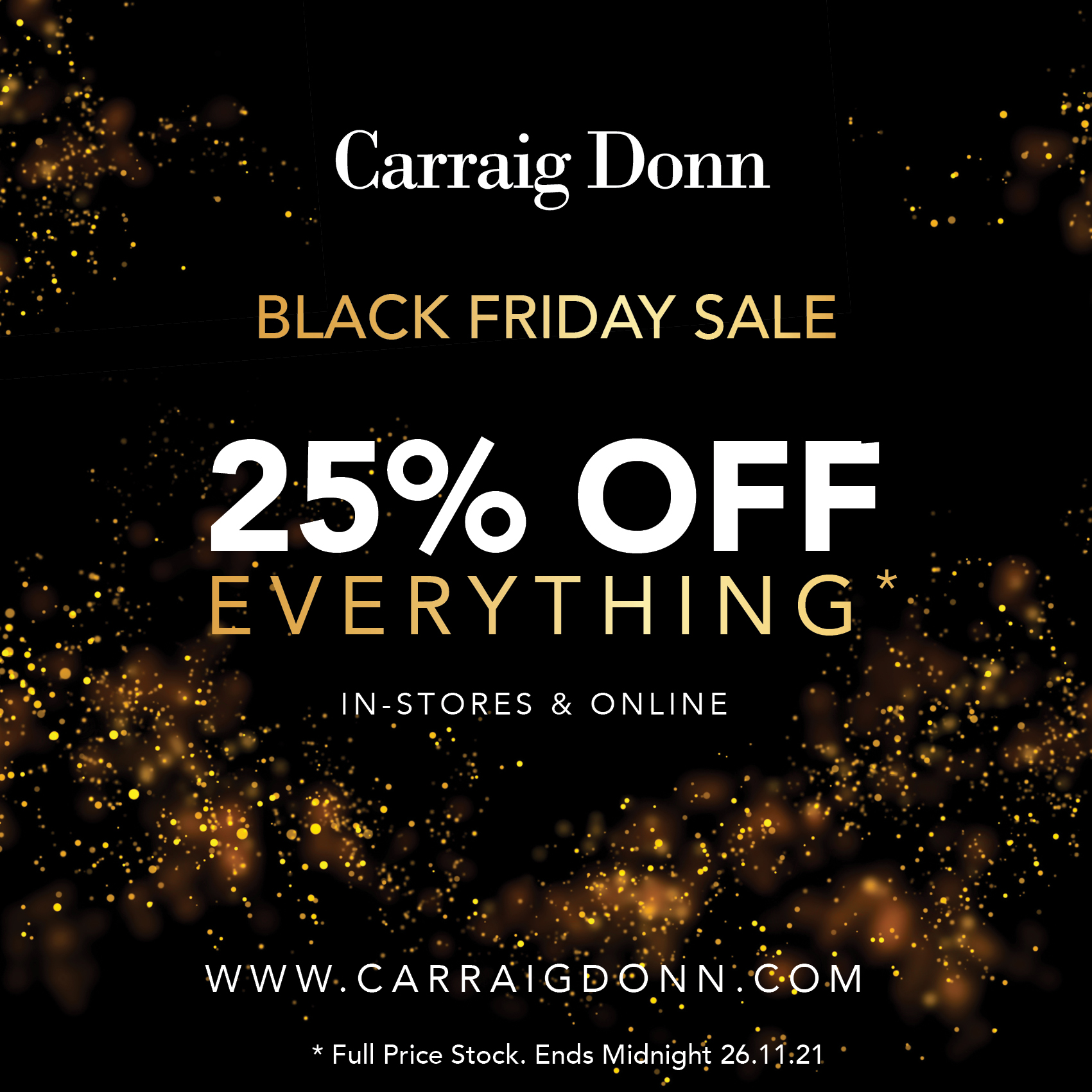 25% OFF EVERYTHING* at Carraig Donn for their Black Friday Sale!
