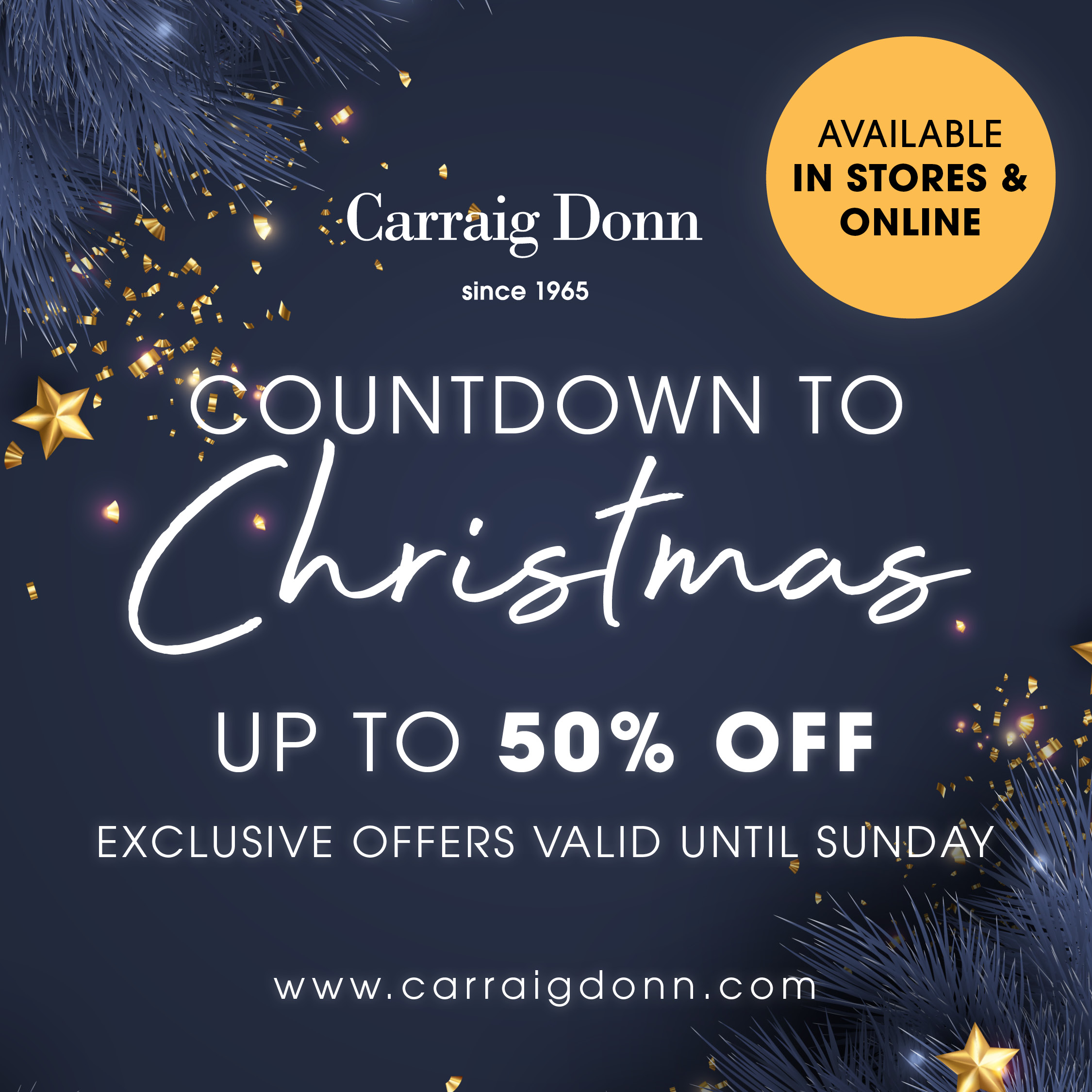 Carraig Donn’s Countdown to Christmas is HERE!! Weekly Deals you don’t want to miss!!