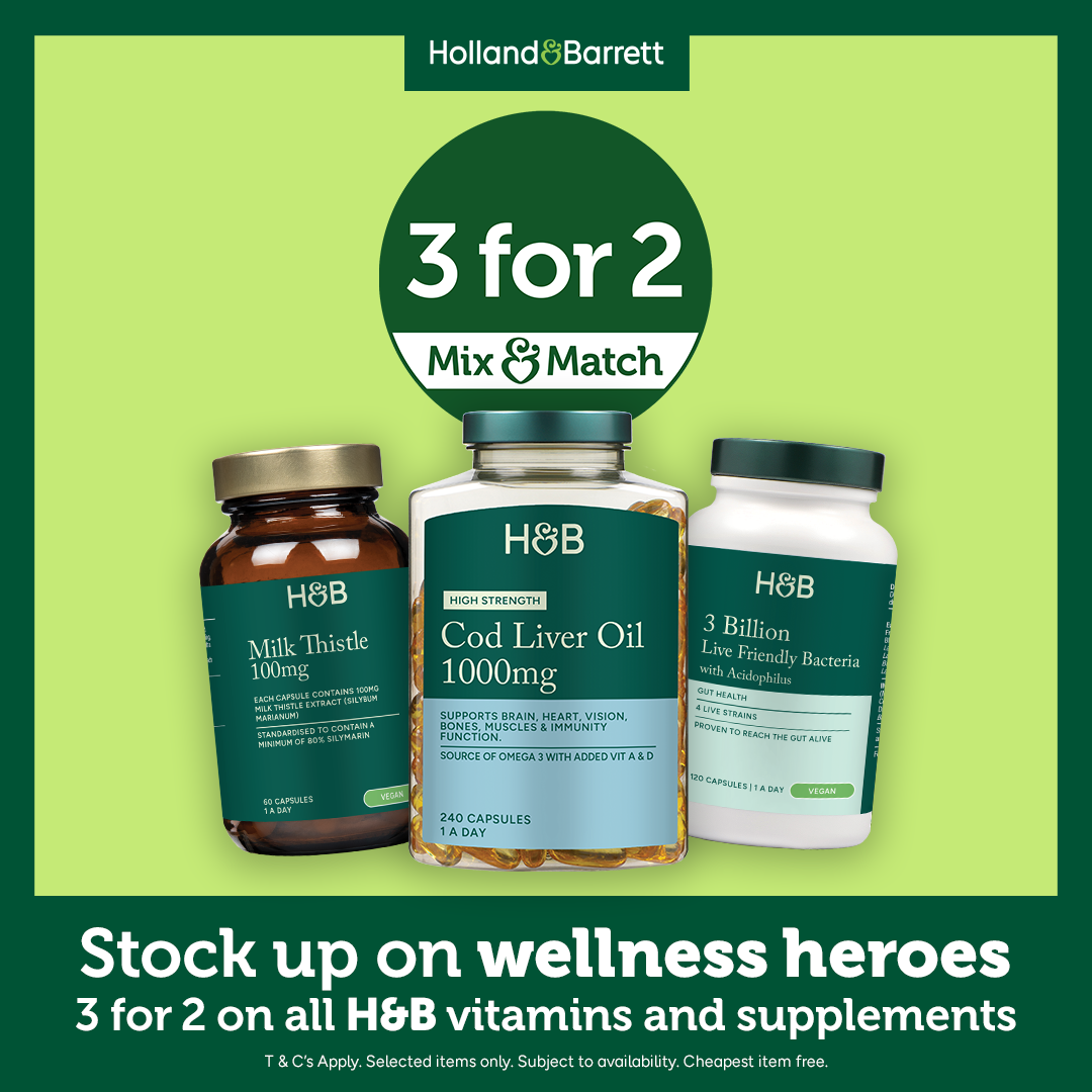 Shop your wellness favourites now with exclusive 3 for 2 offers at Holland & Barrett