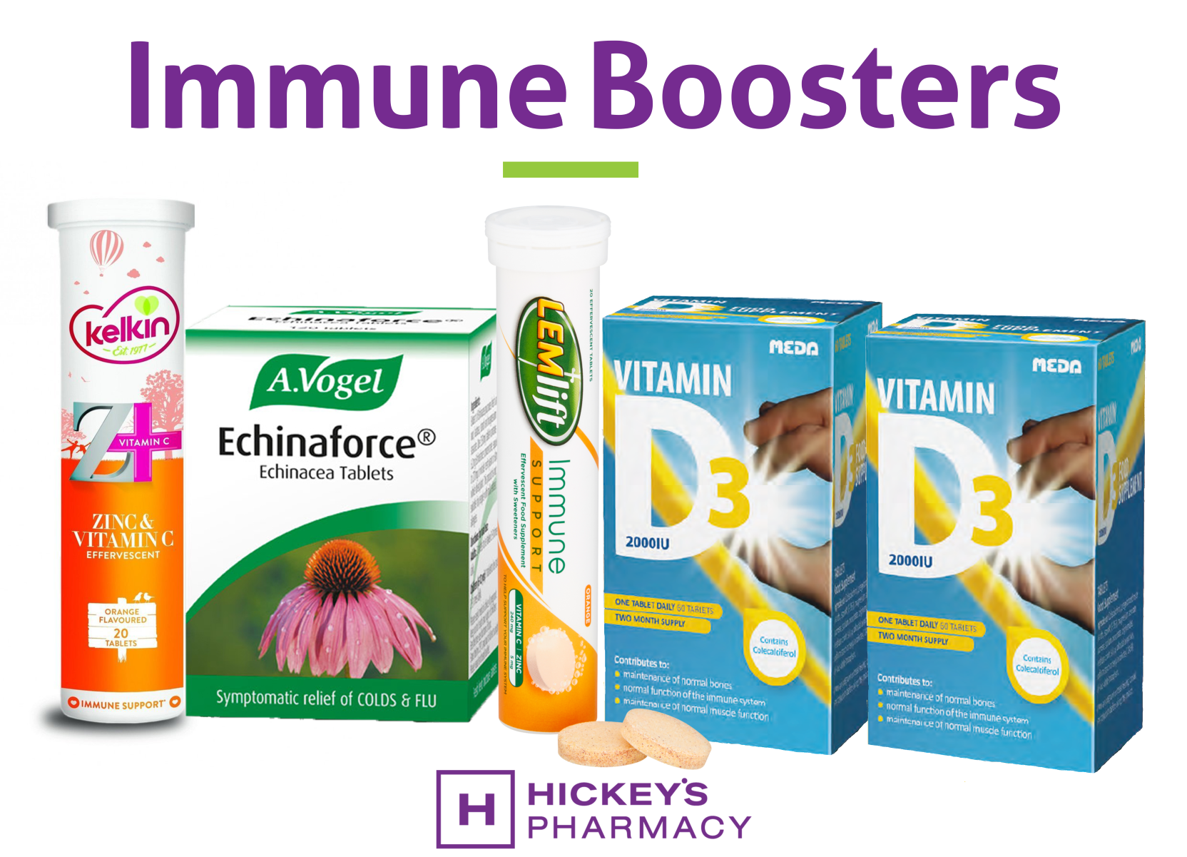 Vitamins and minerals are essential for our health. Hickeys Pharmacy have the range