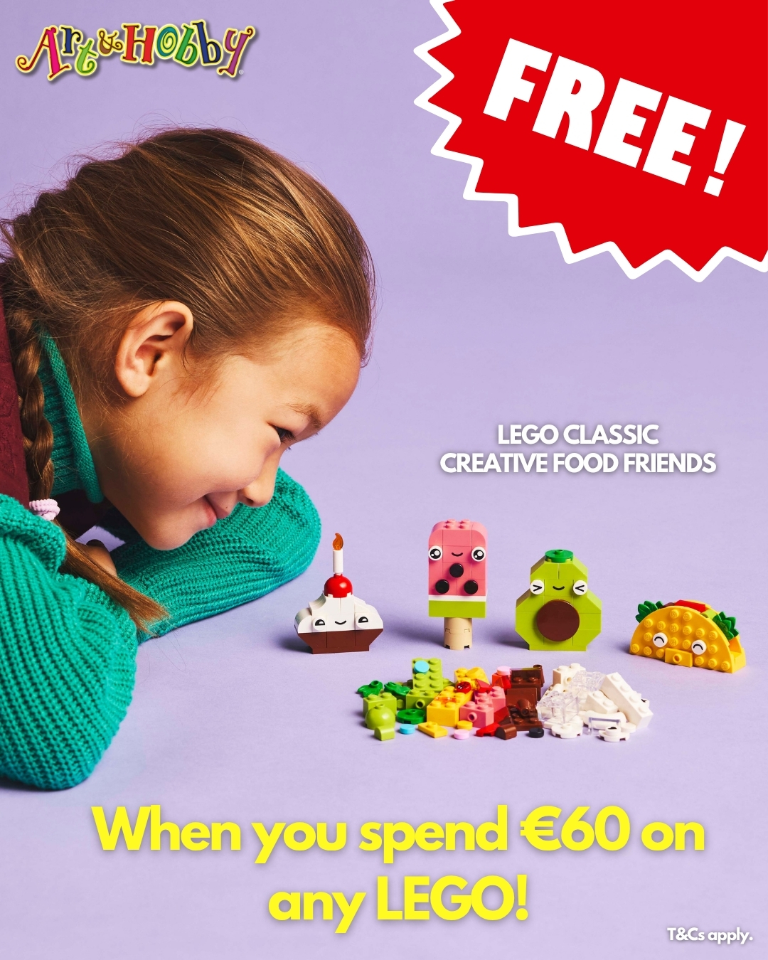 Get a FREE LEGO Gift when you spend €60 on any LEGO at Art & Hobby!